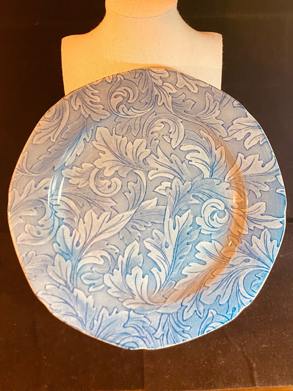 Antique Blue Transferware Plate Victorian Era Crazed Patina